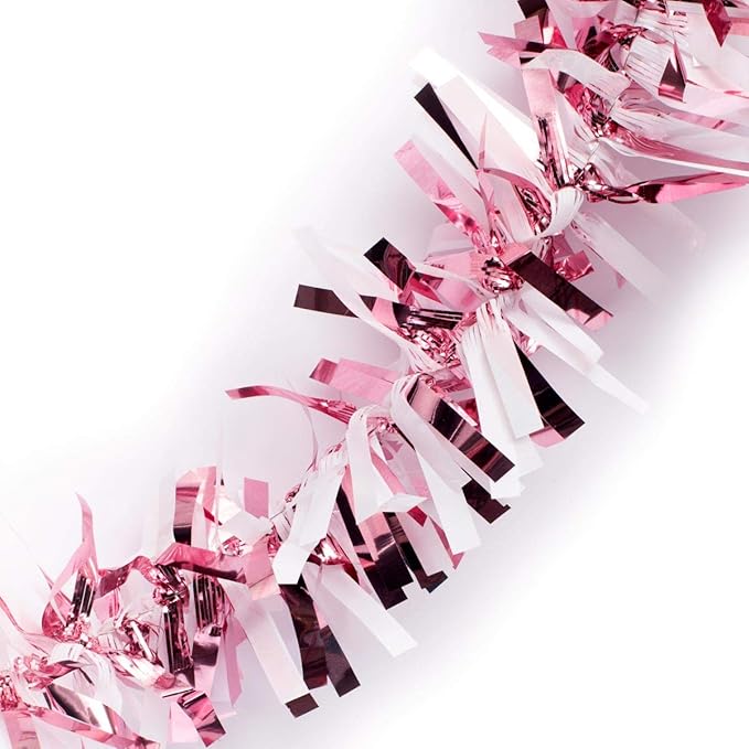 Anderson's Metallic Light Pink & White Sparkle Glitter Tinsel Twist Garland, 25ft Holiday Decoration, Christmas Tree Trim, Parade Float Decor, Party Supplies, Graduation, Indoor/Outdoor Event Garland