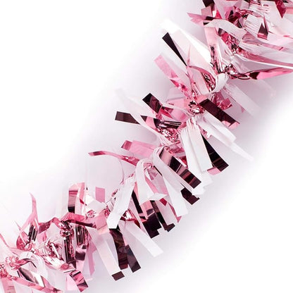 Anderson's Metallic Light Pink & White Sparkle Glitter Tinsel Twist Garland, 25ft Holiday Decoration, Christmas Tree Trim, Parade Float Decor, Party Supplies, Graduation, Indoor/Outdoor Event Garland