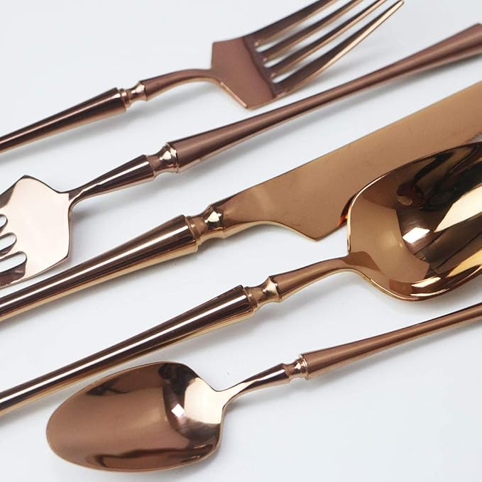 JASHII 20-piece 18/10 Stainless Steel Rose Gold Flatware/Cutlery/ Set Service for 4 Person, Include Knife/Fork/Spoon, Mirror Polished (Rose)