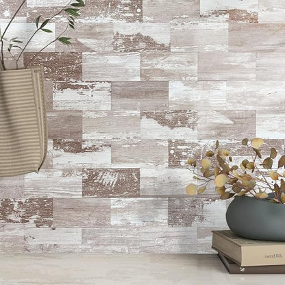 AULIGET 3" x 6" Subway Tile Peel and Stick Backsplash, Thick PVC Stick on Wall Tiles (100, Brown Birch)