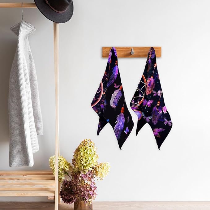 Butterfly Kitchen Towels Set of 2 Fantasy Dreamcatcher Purple Dish Towels Tabletop Decor Butterfly