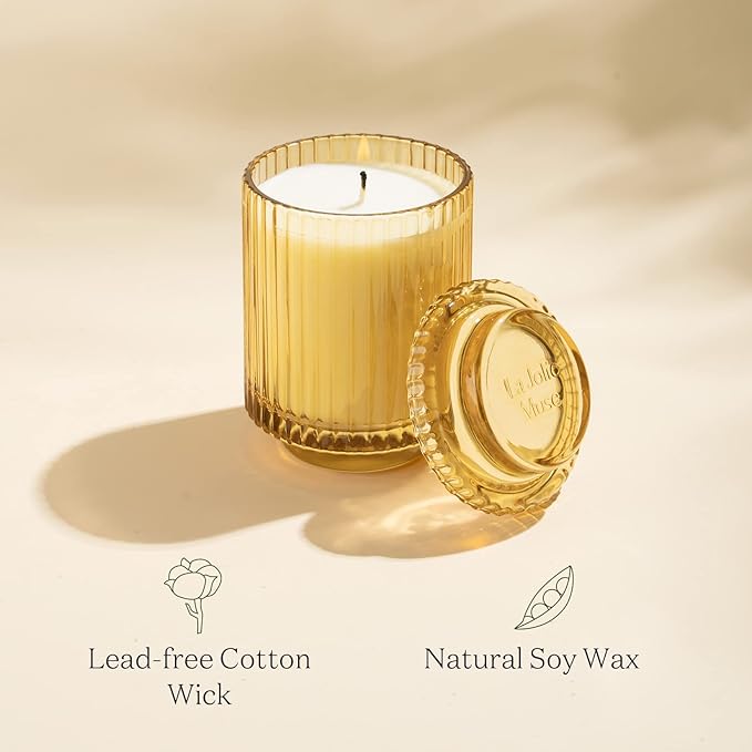 LA JOLIE MUSE Sandalwood & Patchouli Scented Candle, Candles for Home Scented, Luxury Glass Jar Candles for Gift and Home Decor, 80 Hours Long Burning, 12.3oz