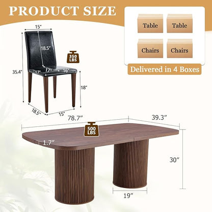 79" Dining Table Set for 8,Large Rectangular Dining Table Set for 8 with Cushioned Chairs,Modern Mid-Century Wood Dining Room Table Set for 8,Ideal for Dining & Gatherings (Walnut)