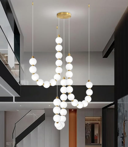 Modern Chandeliers LED Dimmable Light Acrylic Balls Ceiling Pendant Lighting for Living Room Dining Room Bedroom Adjustable Hanging Lights 70 Watts, Antique Gold Lamp