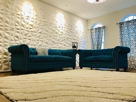 Art3d 12 Pack 3D Diamond Design Wall panels 19.7"x19.7" PVC Panel for Interior Wall Decor Living Room, Office, TV Background, Snow White