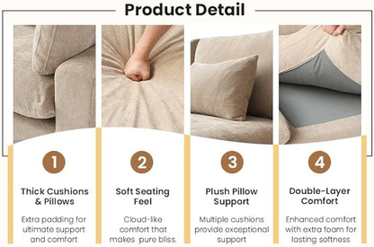 Cloud Couch for LivingRoom,153" U Shaped Modular Sectional Couch with Storage Ottoman,Down Filled 7 Seater Convertible Sleeper Sofa Bed Oversized Furniture.