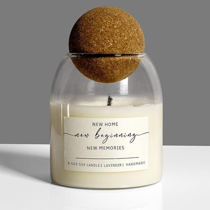 House Warming Gifts New Home，Housewarming New Home Gift Ideas for Women Men Neighbor | Soy Wax, Long-Lasting 60-Hours, Lavender (Housewarming Candle)