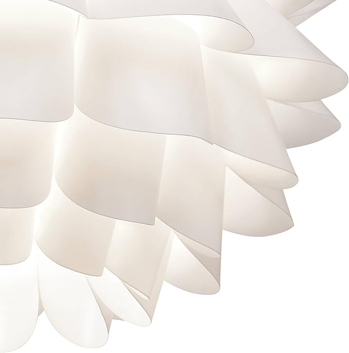 Possini Euro Design White Flower Hanging Pendant Lighting Fixture 19 1/2" Wide Modern Blooming Curved Petals for Dining Room Living House Home Foyer Kitchen Island Entryway Bedroom High Ceilings