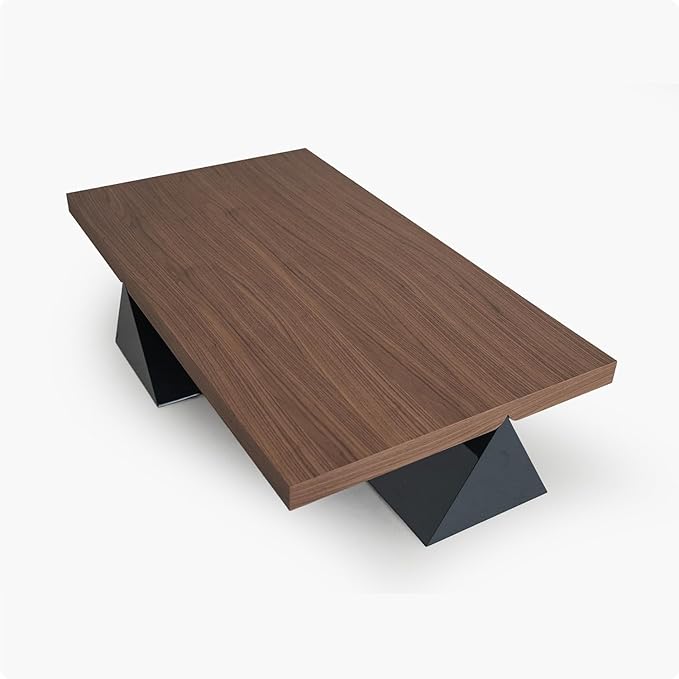 Acanva Modern Rectangle Coffee Table with Triangle Base, Minimalist Style Low Profile Center Tables for Living Room Home Office