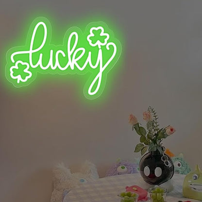 Lucky Shamrock Neon Sign, St. Patrick's Day Neon Sign,3 Leaf Clover Sign,Home Wall Decor,Saint Patrick's Day Decor,Encouraging Light For Party Favors, Classroom, Cave Bar Pub Home Party