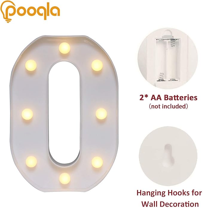 Pooqla LED Marquee Letter Lights Sign, Light Up Alphabet Letter for Home Party Wedding Decoration O