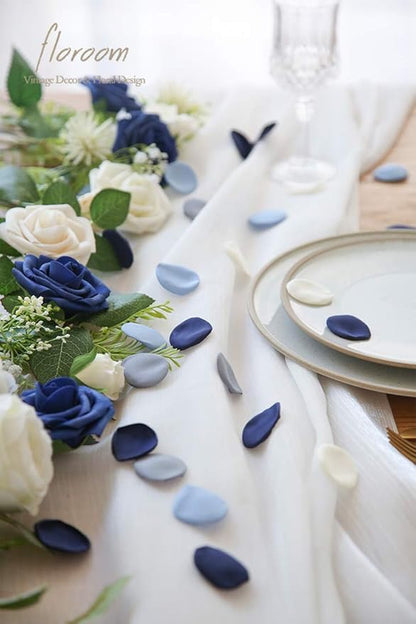 Floroom 500pcs Rose Petals Navy Blue Faux Silk Flower Petals for Wedding Flower Girl Basket Aisle Scatter Dinner Table Centerpieces Party Confetti Bridal Shower Romantic Night Decoration