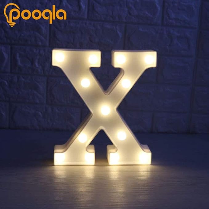 Pooqla LED Marquee Letter Lights Sign, Light Up Alphabet Letter for Home Party Wedding Decoration X