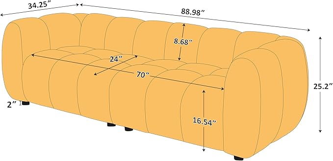 VANOMi 88" Oversized Boucle Sofa, Modern Upholstered Tufted Cloud Couch, Deep Seat Boucle Sofa,Cozy Modern 3 Seater Couch for Living Room, Bedroom, Apartment