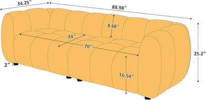 VANOMi 88" Oversized Boucle Sofa, Modern Upholstered Tufted Cloud Couch, Deep Seat Boucle Sofa,Cozy Modern 3 Seater Couch for Living Room, Bedroom, Apartment
