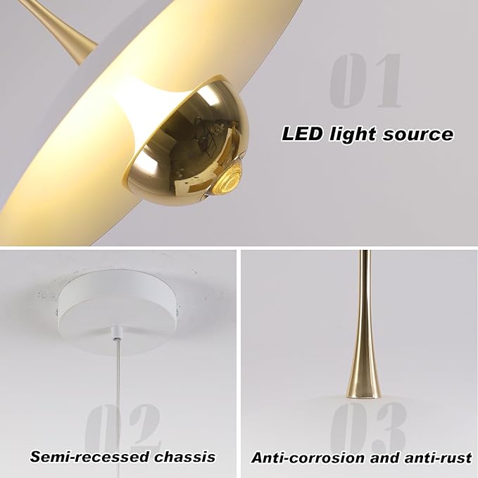 Farmhouse Large Pendant Light Mid Century Modern Ceiling Lights Fixture with White Dome Metal Lampshade Vintage Led Pendant Lighting for Kitchen Hallway Bedroom