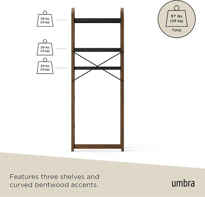 Umbra Bellwood Over The Toilet Shelf for Bathroom or Powder Room, Black/Walnut