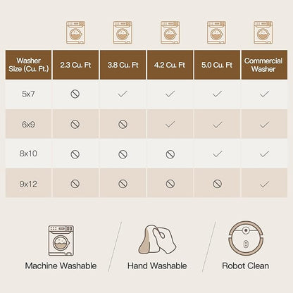 Lofus 8x10 Area Rug for Living Room,Brow Washable Large Rugs with Non-Slip Backing,Soft Neutral Carpets for Bedroom Dining Room Home Office Indoor Nursery