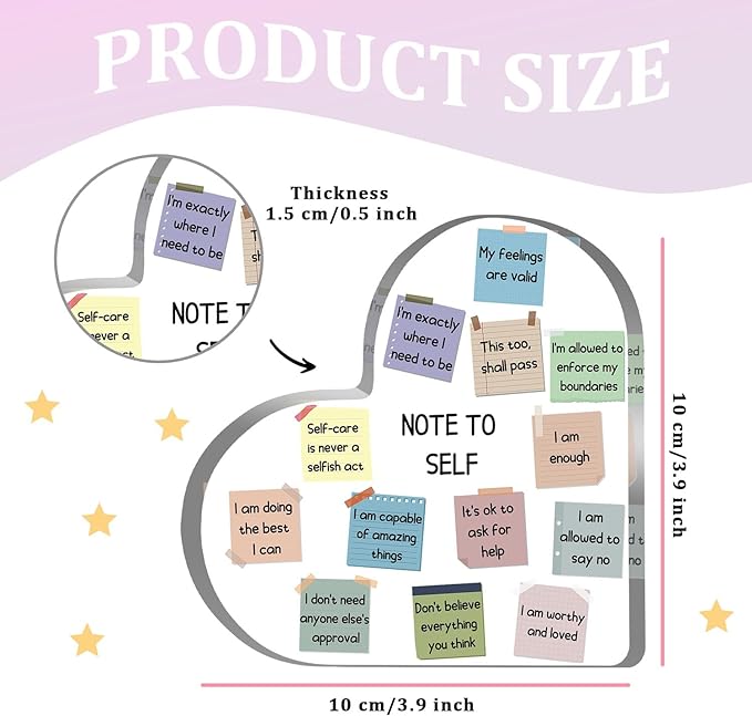 Note to Self Motivational Decor - Office Acrylic Heart Gift Therapy Mental Health Print Decorations for School Counseling Office Therapy Desktop Art Decoration School Counselor, Therapist Office Gifts