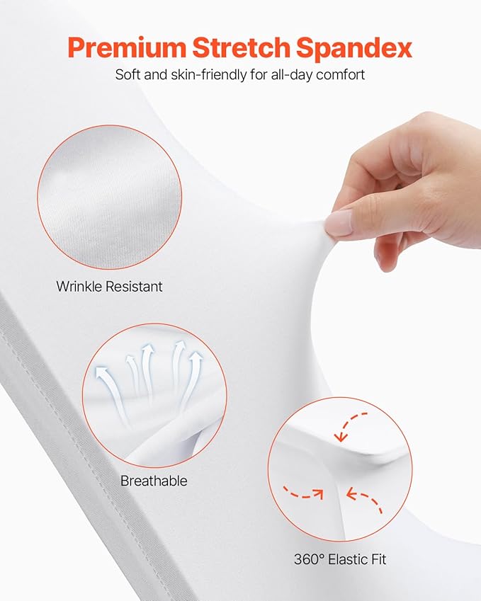 VEVOR 100 Pcs White Chair Covers Polyester Spandex Chair Cover Stretch Slipcovers for Wedding Party Dining Banquet Flat-Front Chair Covers