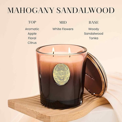 M&SENSE Large Two-Wick Soy Candle | Mahogany Sandalwood & Black Brown | 19.8 oz, 120H Burn Time | Luxury Scented Candle for Relaxation, Gifting, Home Décor | Ideal for Bedroom, Office, Party Ambiance