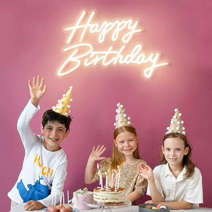 Happy Birthday Neon Sign, 22.4"x13.8" Happy Birthday Sign for Birthday Party Decor, Happy Birthday Light Up Led Signs for Backdrop, Neon Birthday Sign for Any Ages Bday Celebration, Warm White DIVATLA