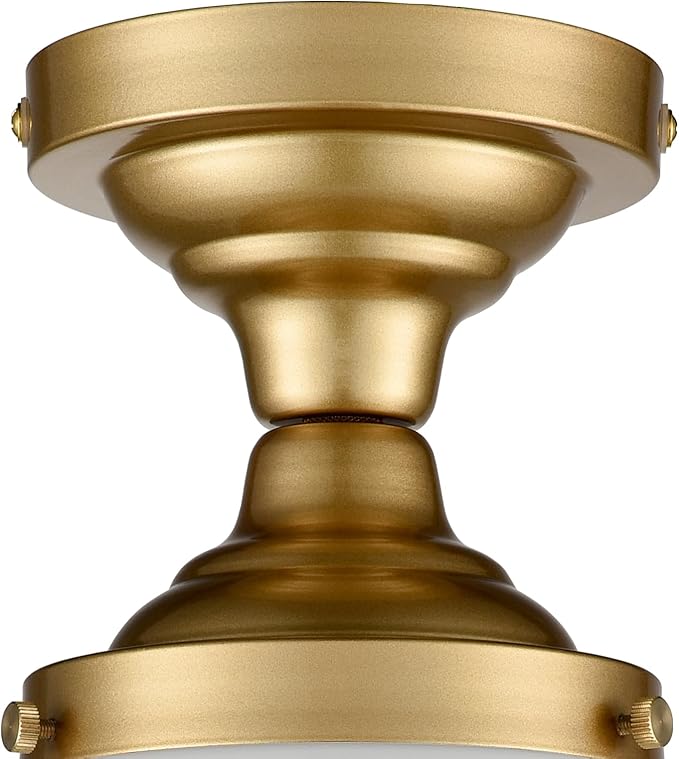 CLAXY Modern Gold Schoolhouse Ceiling Light Semi-Flush Mount Ceiling Light Fixture Milk Glass Lamp for Hallway Entryway Bedroom Kitchen