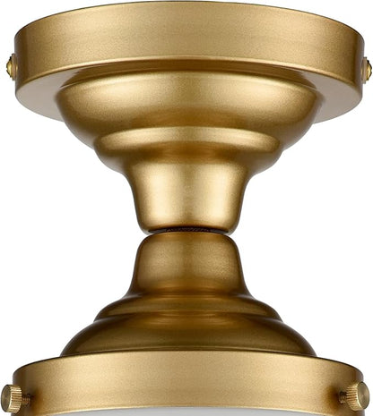 CLAXY Modern Gold Schoolhouse Ceiling Light Semi-Flush Mount Ceiling Light Fixture Milk Glass Lamp for Hallway Entryway Bedroom Kitchen