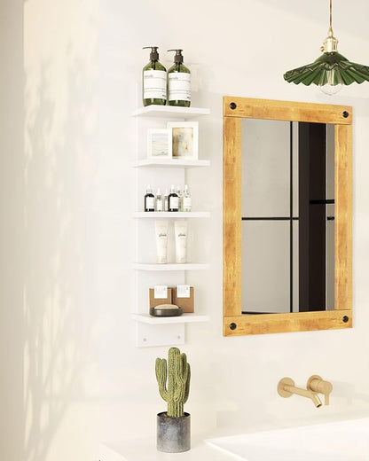 IBUYKE 5 Tier Wall Shelf Unit,White Vertical Shelf,Floating Storage Wall Shelf,Organizer Tall Tower Design Decorative Wall Mount Shelving for Home, Bedroom,Living Room,Office Decor WBC009W