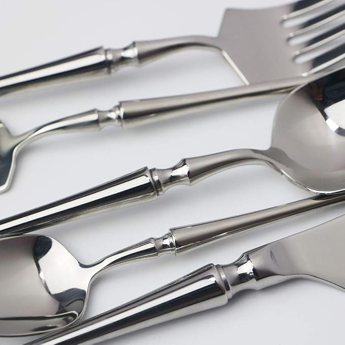JASHII 20-piece 18/10 Stainless Steel Silver Flatware/Cutlery/ Set Service for 4 Person, Include Knife/Fork/Spoon, Mirror Polished (Silver)