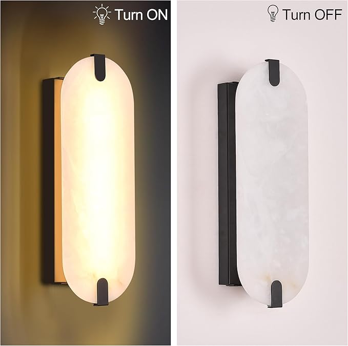ZEROUNO 14.2 inch Alabaster Wall Sconces, Natural Marble Wall lamp,Dimmable Alabaster Wall Light Fixtures for Stairs Bathroom Living Room Bedroom or Vanity,Hallway