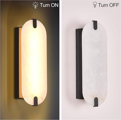 ZEROUNO 14.2 inch Alabaster Wall Sconces, Natural Marble Wall lamp,Dimmable Alabaster Wall Light Fixtures for Stairs Bathroom Living Room Bedroom or Vanity,Hallway
