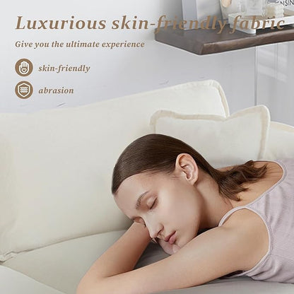 SoarFlash Chenille Sectional Sofa, Comfy Modular Loveseat Sofa, Modern 2-Seat Couch Deep Seat Sofa Set for Living Room,White