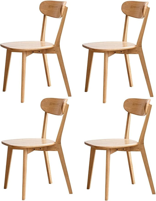 Oak Dining Chairs, Kitchen Chairs, 100% Solid Wood Modern Dinner Chair with Curved Backrest, Dining Room Chair for Kitchen, Living Room, Study (4PK, Natural)