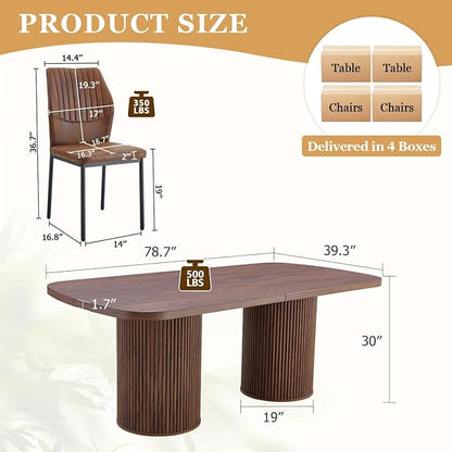 79" Dining Table Set for 10,Large Rectangular Kitchen Table Set for 10 with Cushioned Chairs,Modern Mid-Century Wood Dining Room Table Set for 10,Ideal for Dining & Gatherings (Walnut)