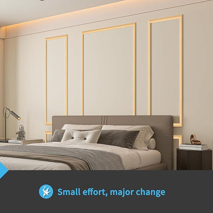 Art3d Pre-Cut Wall Molding Set of 6 pcs, Ready-to-Assemble Wainscoting Panels for Interior Wall Décor Living Room Bedroom Accent Wall - Installed with Glue, 3 Top 3 Bottom, Oak