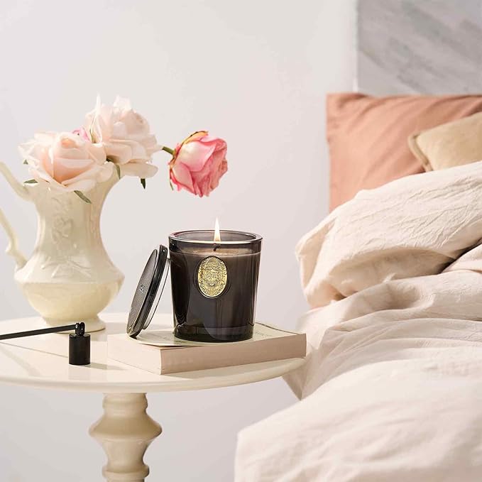 M&SENSE Natural Soy Candle | Oud Wood & Black | 9.2 oz, 50H Burn Time | Luxury Scented Candle for Relaxation, Gifting, Home Décor | Ideal for Bedroom, Office, Party Ambiance