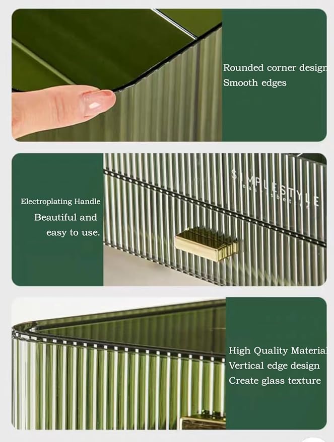 MIUOPUR Makeup Organizer with Stackable Drawers, Bathroom Vanity Organizers and Storage, Ideal for Desk and Dresser Countertops, Great for Cosmetics, skincare, Lipsticks, Nail Care -Green