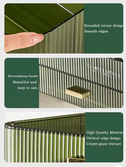 MIUOPUR Makeup Organizer with Stackable Drawers, Bathroom Vanity Organizers and Storage, Ideal for Desk and Dresser Countertops, Great for Cosmetics, skincare, Lipsticks, Nail Care -Green