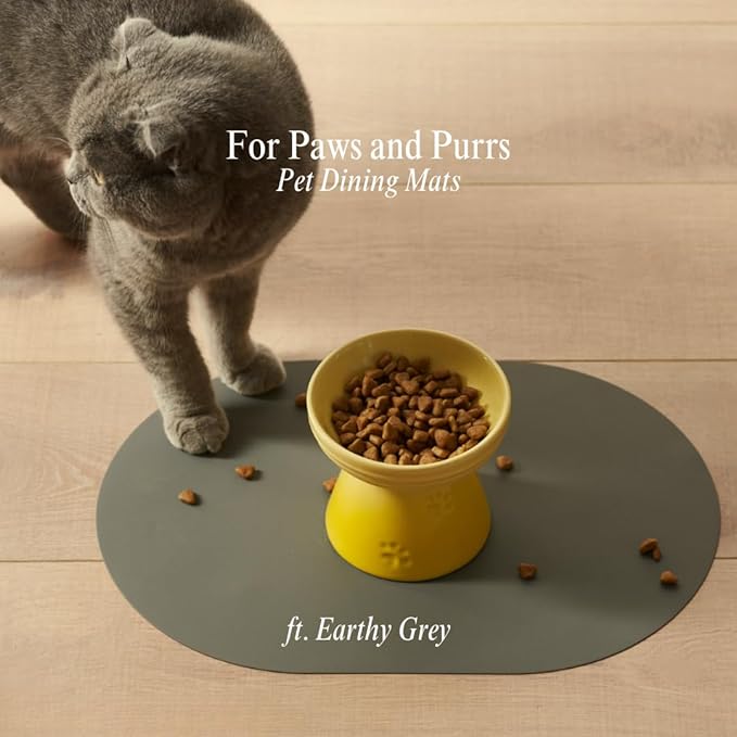 Chifon Beige Oval Silicone Placemats Set of 4 – Heat Resistant, Waterproof, Easy to Clean Non-Slip Modern Dining Table Mats – Premium Leather Textured Japandi Kitchen Decor (Grey Beige)