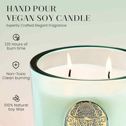 M&SENSE Large Two-Wick Aromatherapy Soy Candle | Eucalyptus Mint & Blue | 19.8 oz, 120H Burn Time | Luxury Scented Candle for Relaxation, Gifting, Home Décor | Ideal for Bedroom, Office