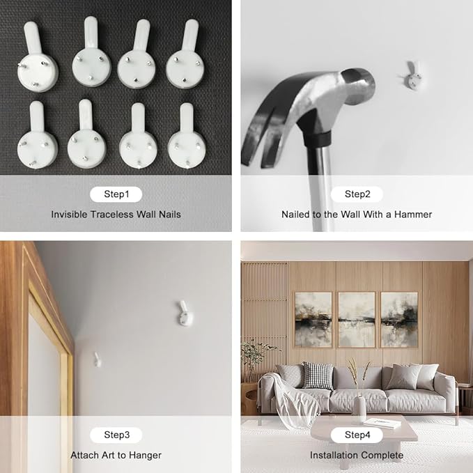 HOURIA Large Neutral Black Brown Framed Canvas Wall Art Set,Abstract Gray Wall Decor,Minimalist Beige Wall Painting,Modern Illustrations Tan Art Print for Living Room, Bedroom, Office- 24"x36"x3