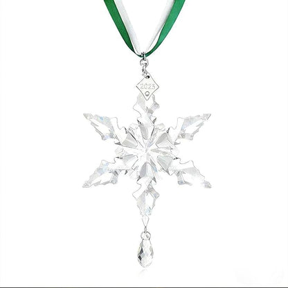 2025Annual Christmas Ornaments Crystal Snowflake Star - Christmas Tree Ornaments Pendant Sun Catcher Home Hanging Decor (2025 White Crystal 2 Layers)