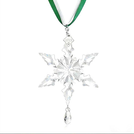 2025 Annual Christmas Ornaments Crystal Snowflake Star - Christmas Tree Ornaments Pendant Sun Catcher Home Hanging Decor (2025 White Crystal 2 Layers)