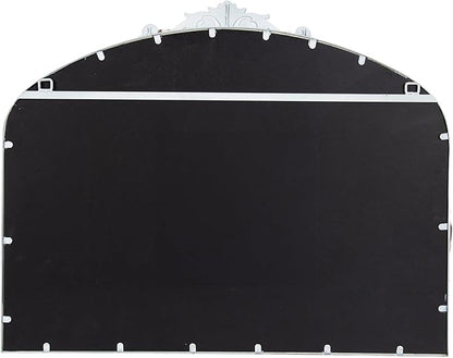 Kate and Laurel Arendahl Ornate Traditional Arched Mirror; 36 x 29; White; Decorative Baroque Style Arched Wall Mirror with Wide Frame and Crown