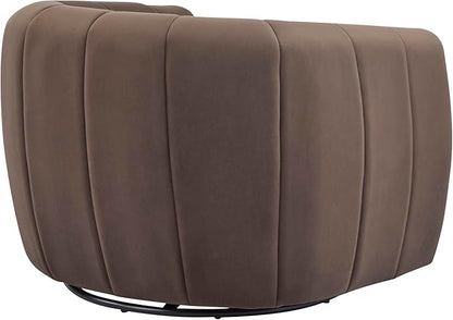 Christopher Knight Home Monroe Velvet Swivel Club Chair, Armchair with 360-Degree Rotation, Upholstered Barrel Swivel Sofa Chair for Living Room, Tufted Back, Thick Cushion, Iron Base, Dark Brown