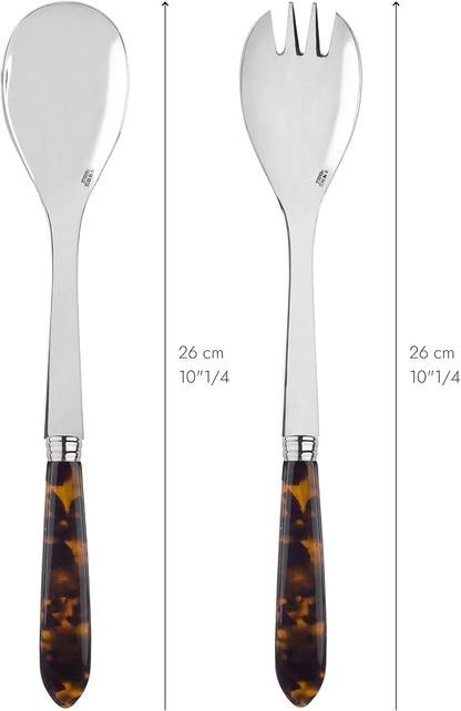 2-Piece Salad Servers 10.2 inches - Tortue Collection - Stainless Steel & Acrylic - Dishwasher Safe - Scaled Effect