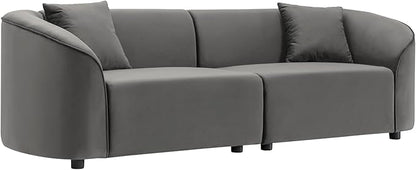 Christopher Knight Home 87.50" Curved Oversized 2 Seater Sofa, Upholstered Couch Chair, Soft Seating, Cozy Loveseat with Armrest, Reading Sofas for Living Room, Home Rest, Grey
