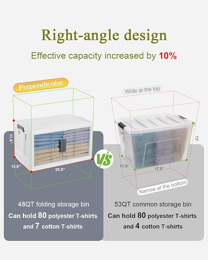 OlarHike Stackable Storage Bins with Lids Folding Storage Box with Doors and Wheels 6 Pack Cubes