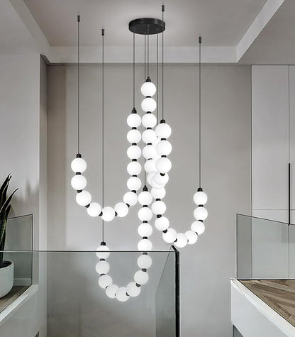 Modern Chandeliers LED Dimmable Light Acrylic Balls Ceiling Pendant Lighting for Living Room Dining Room Bedroom Adjustable Hanging Lights 90 Watts Black Lamp